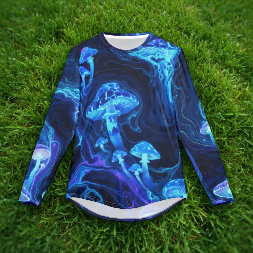 Bioluminescent Mushroom Long Sleeve Full UV Protection — Premium Trippy Rave & Festival Shirt