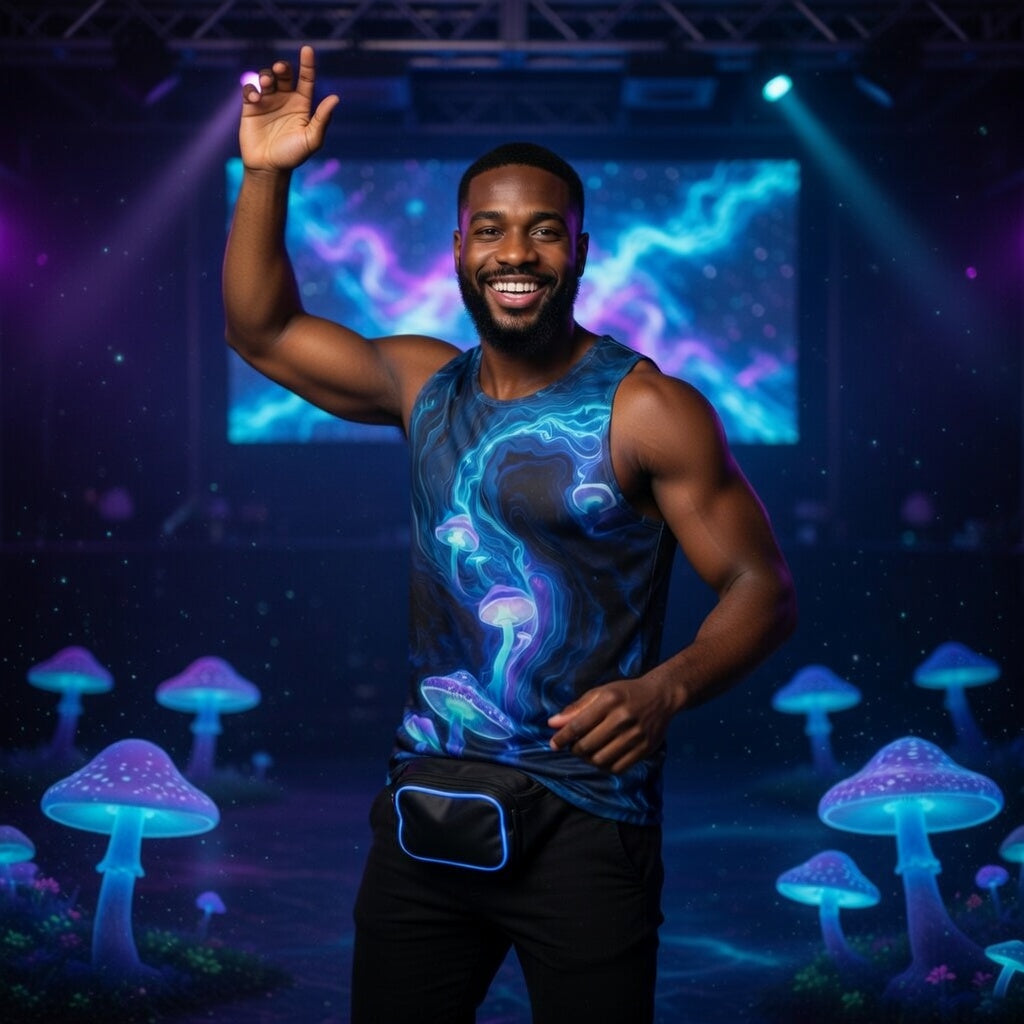 Mushroom Nebula Tank Top — Glowing Blue Psychedelic All-Over Print
