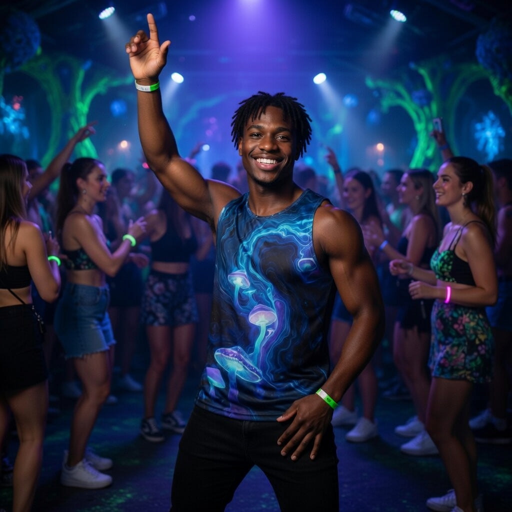 Mushroom Nebula Tank Top — Glowing Blue Psychedelic All-Over Print