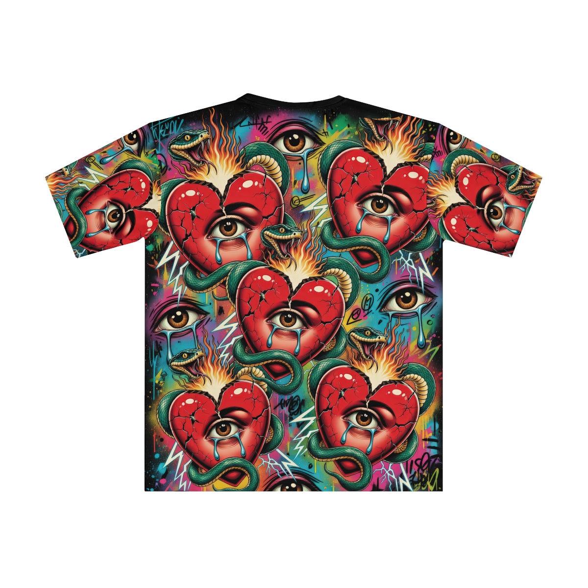 Cascade Heart Eye T-Shirt — Psychedelic All-Over Print Graphic Tee