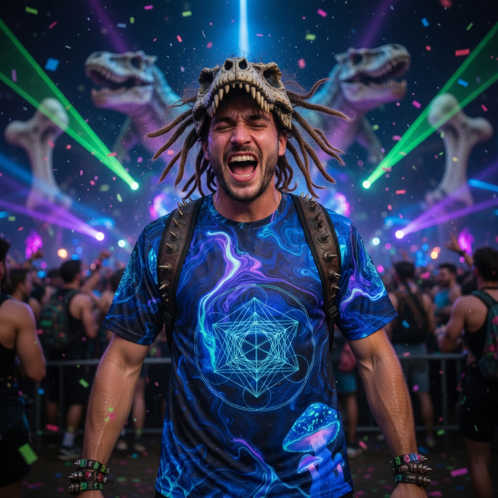 Psychedelic Blue Mushroom Real Jersey — Sacred Geometric Mystic All-Over Print