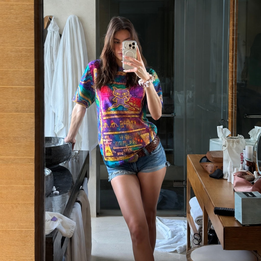 Ancient Mew Promo Holographic Card T shirt — Official Aura Armor Festival AOP Tee Comic Con EDC Lost Lands
