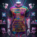 Ancient Mew Promo Holographic Card T shirt — Official Aura Armor Festival AOP Tee Comic Con EDC Lost Lands
