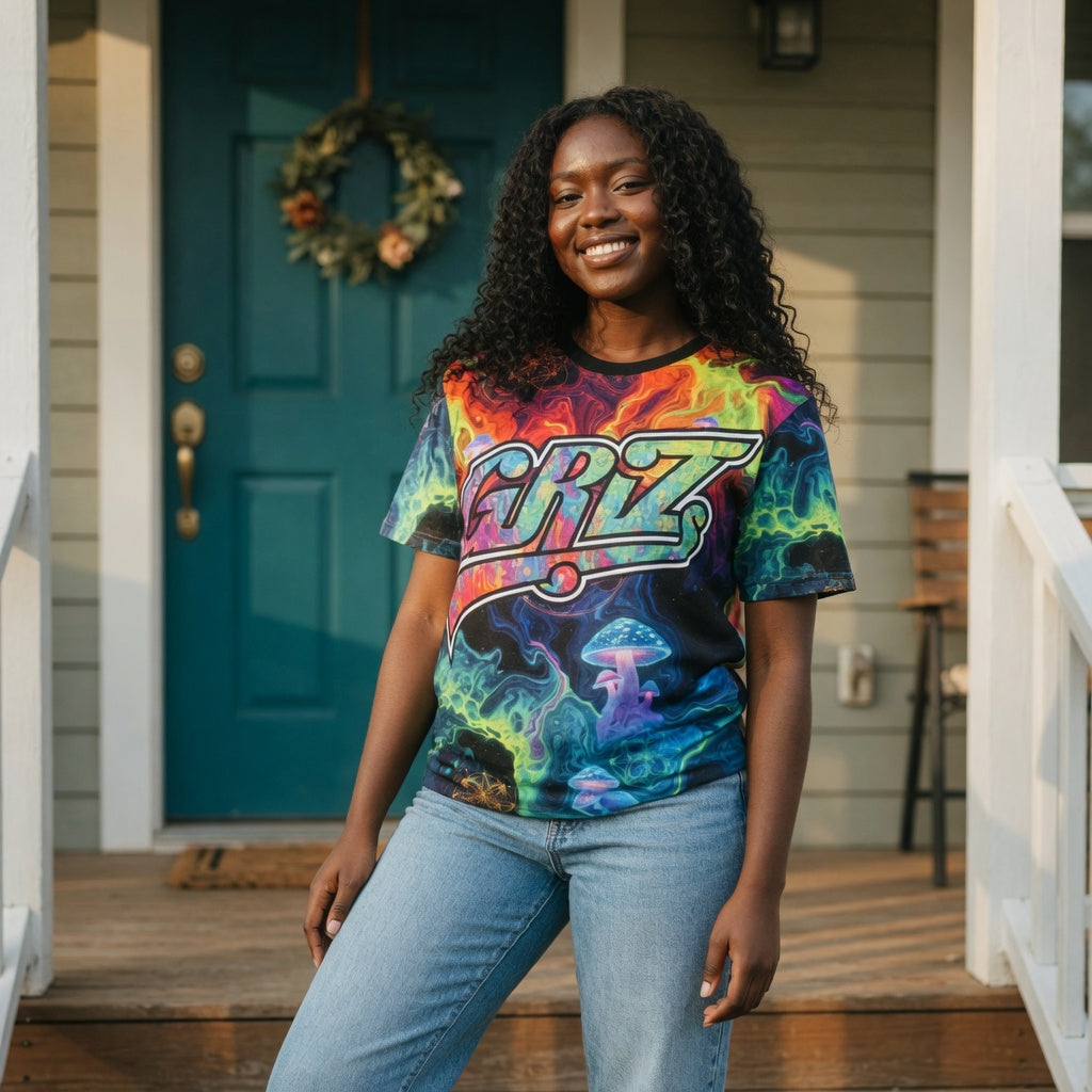 GRIZ Trippy Sidequest Liquid Mushrooms All-Over Print T Shirt